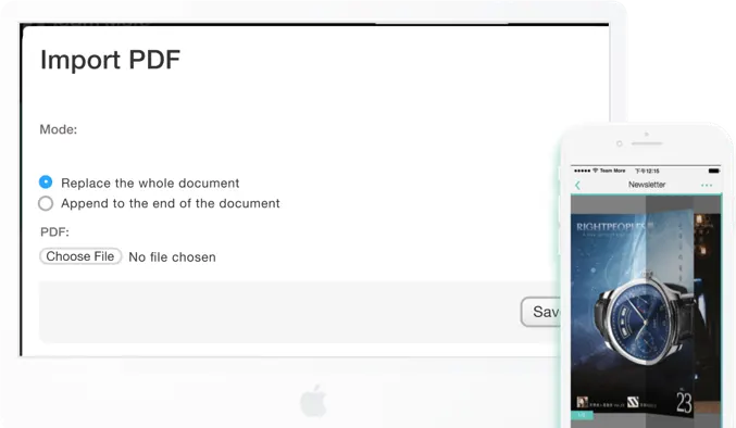 Team More E-book module: flip-book newsletter